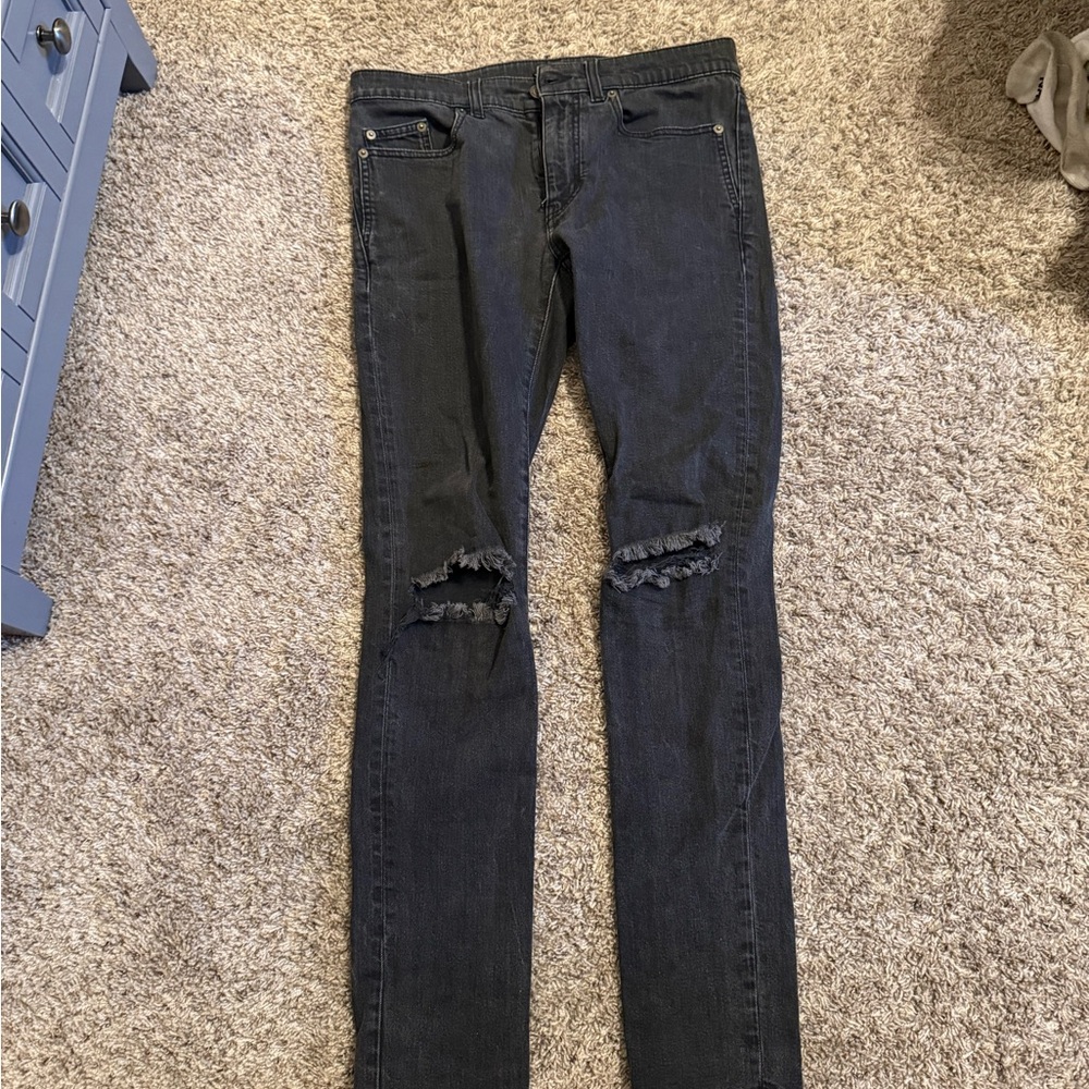 (AUTHENTIC) Yves Saint Laurent D02 M/SK-LW Crash Denim